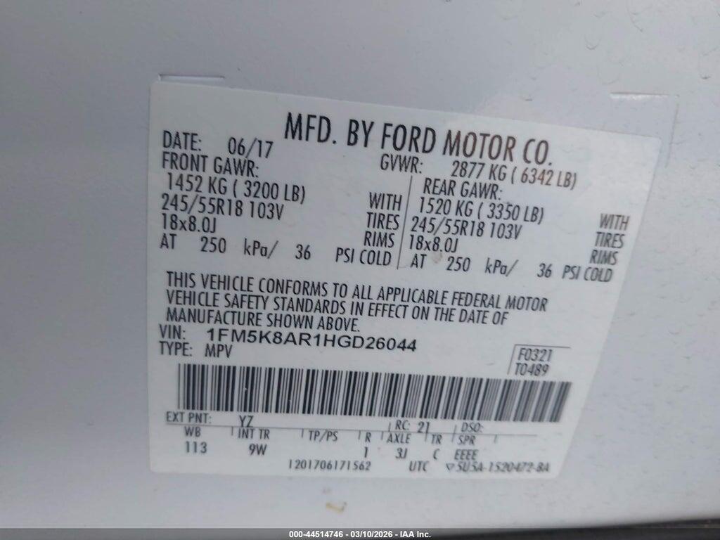 1FM5K8AR1HGD26044 2017 FORD UTILITY POLICE INTERCEPTOR photo no. 9
