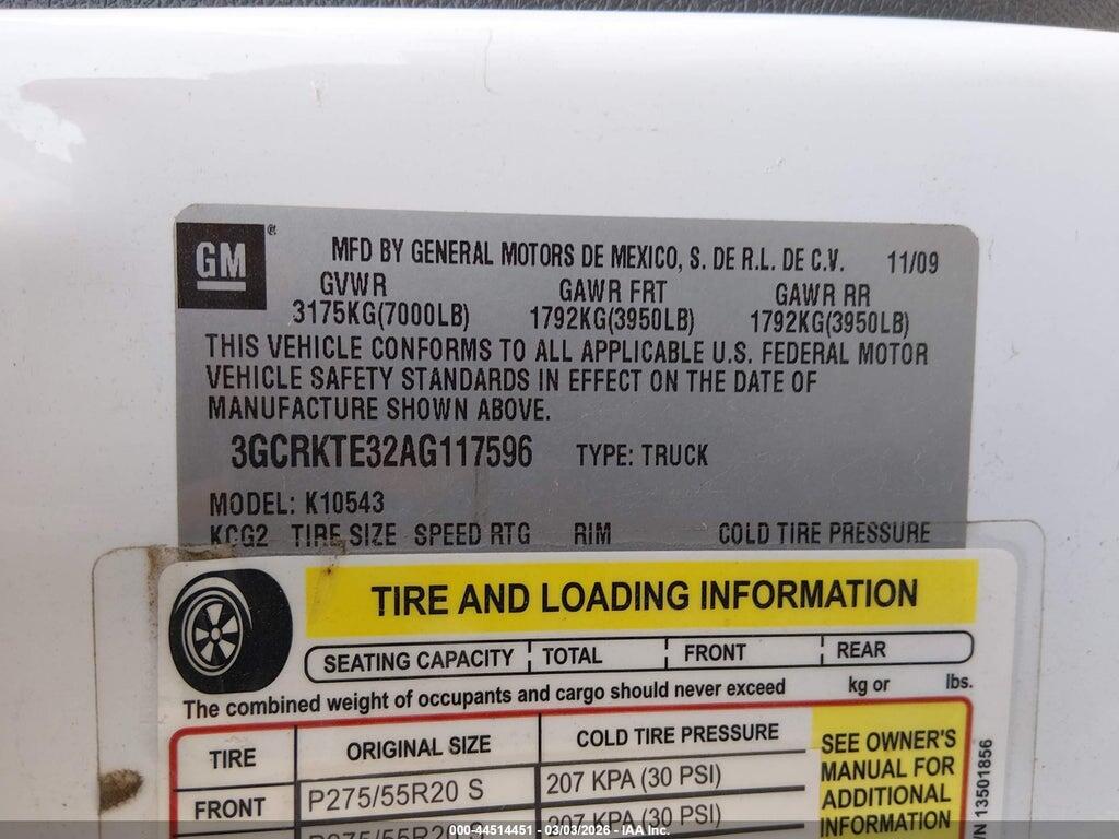 3GCRKTE32AG117596 2010 CHEVROLET SILVERADO 1500 photo no. 9