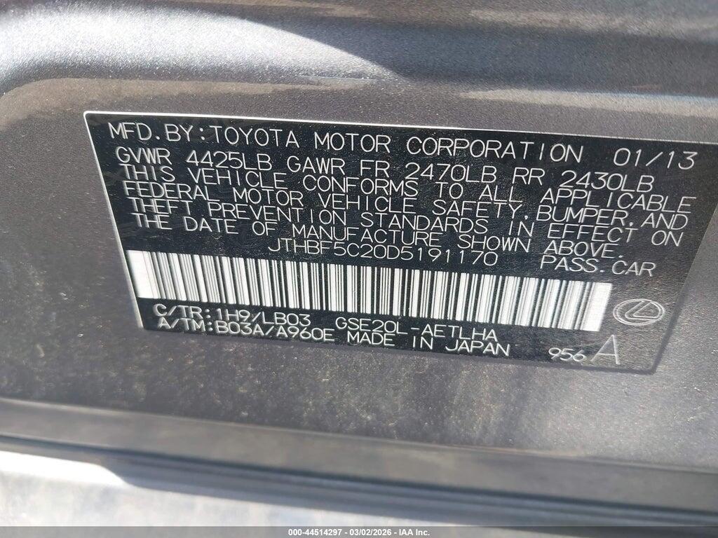 JTHBF5C20D5191170 2013 LEXUS IS 250 photo no. 9