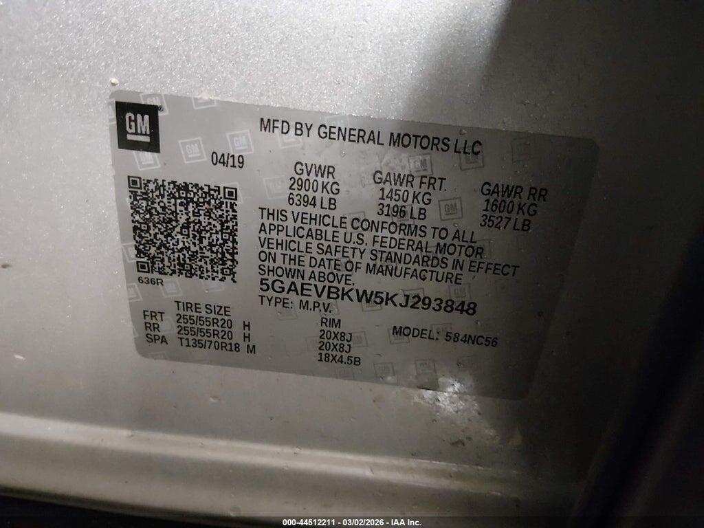5GAEVBKW5KJ293848 2019 BUICK ENCLAVE photo no. 9