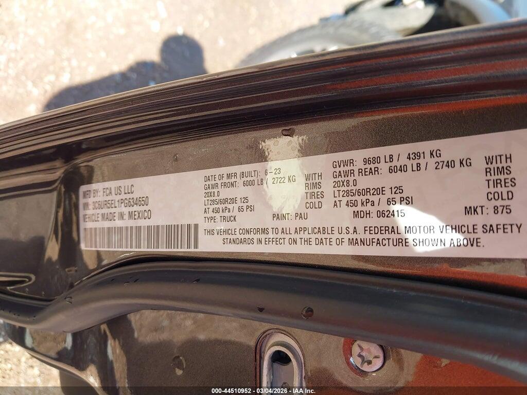 3C6UR5EL1PG634650 2023 RAM 2500 photo no. 9