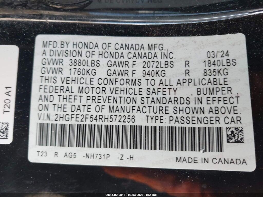 2HGFE2F54RH572256 2024 HONDA CIVIC photo no. 9