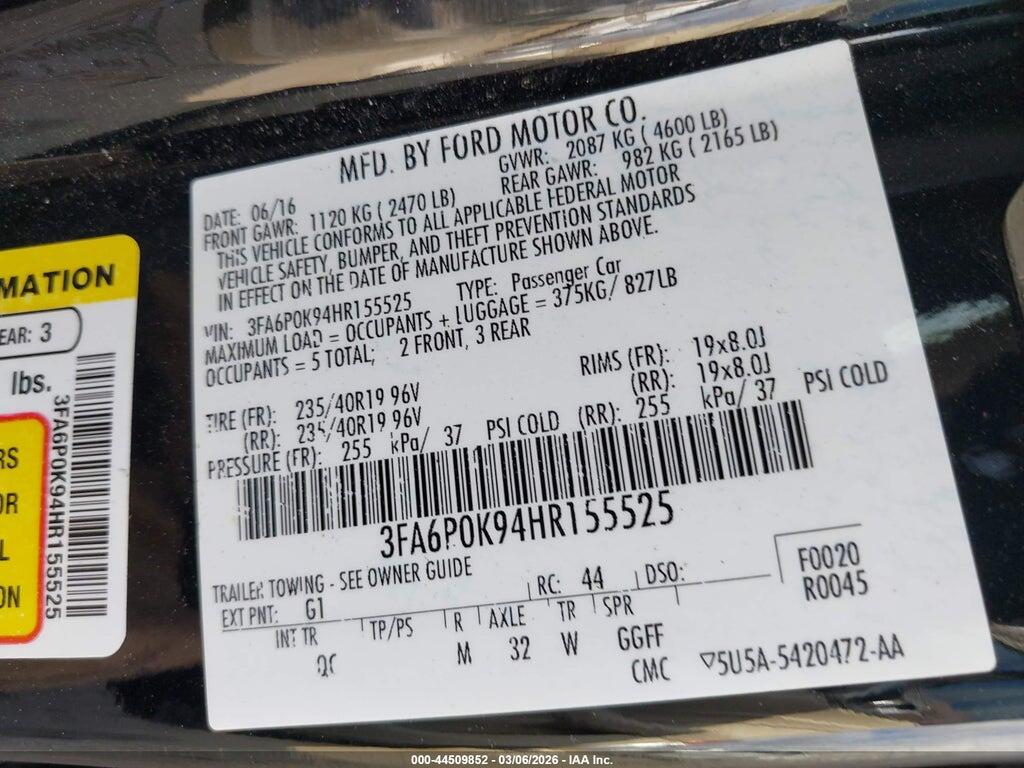 3FA6P0K94HR155525 2017 FORD FUSION photo no. 9