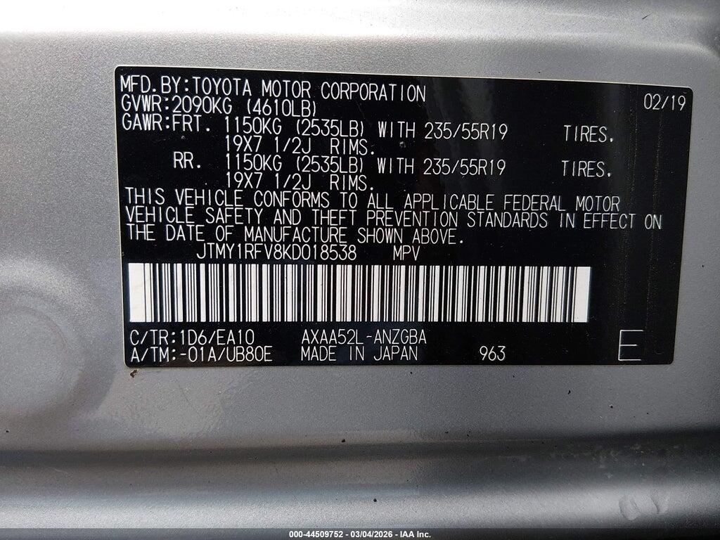 JTMY1RFV8KD018538 2019 TOYOTA RAV4 photo no. 9