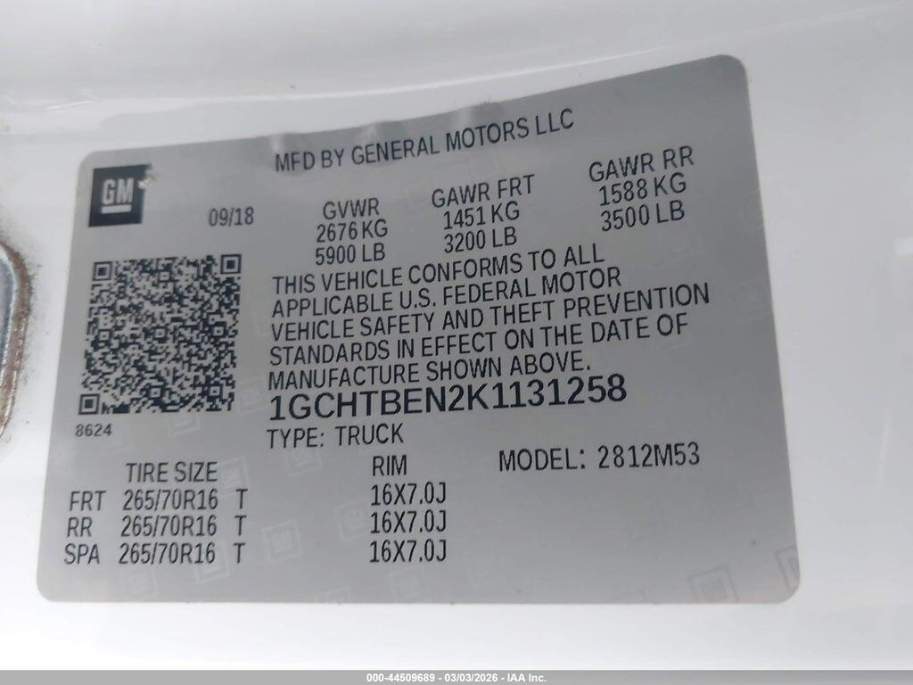 1GCHTBEN2K1131258 2019 CHEVROLET COLORADO photo no. 9