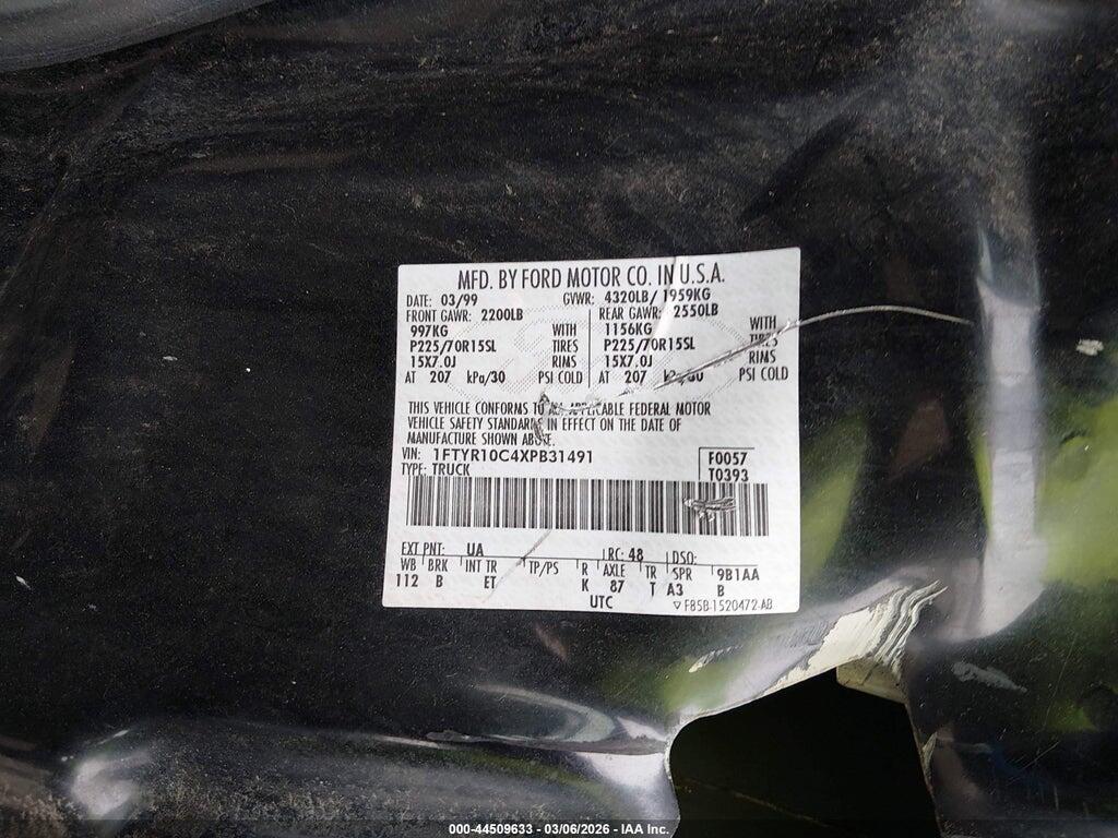 1FTYR10C4XPB31491 1999 FORD RANGER photo no. 9