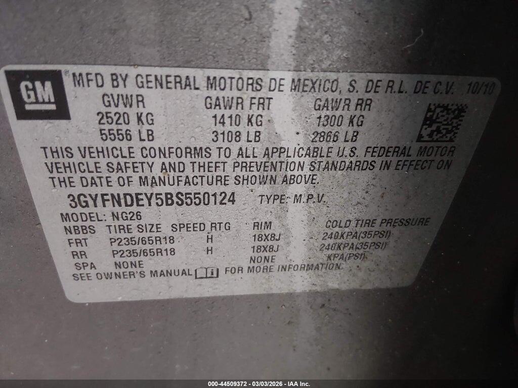 3GYFNDEY5BS550124 2011 CADILLAC SRX photo no. 9