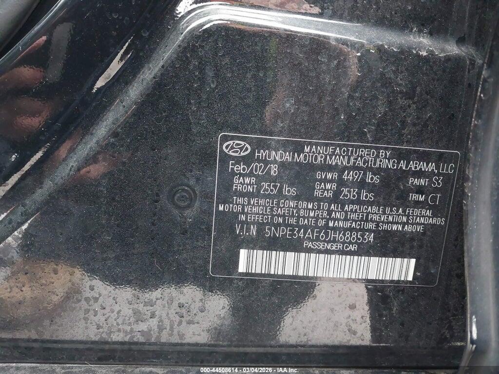 5NPE34AF6JH688534 2018 HYUNDAI SONATA photo no. 9