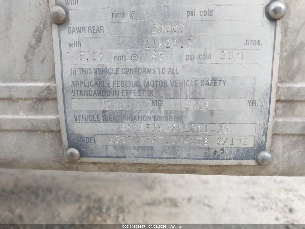 48X1F3928H1011438 2017 TRAVIS BODY & TRAILER DUMP TRAILER photo no. 9