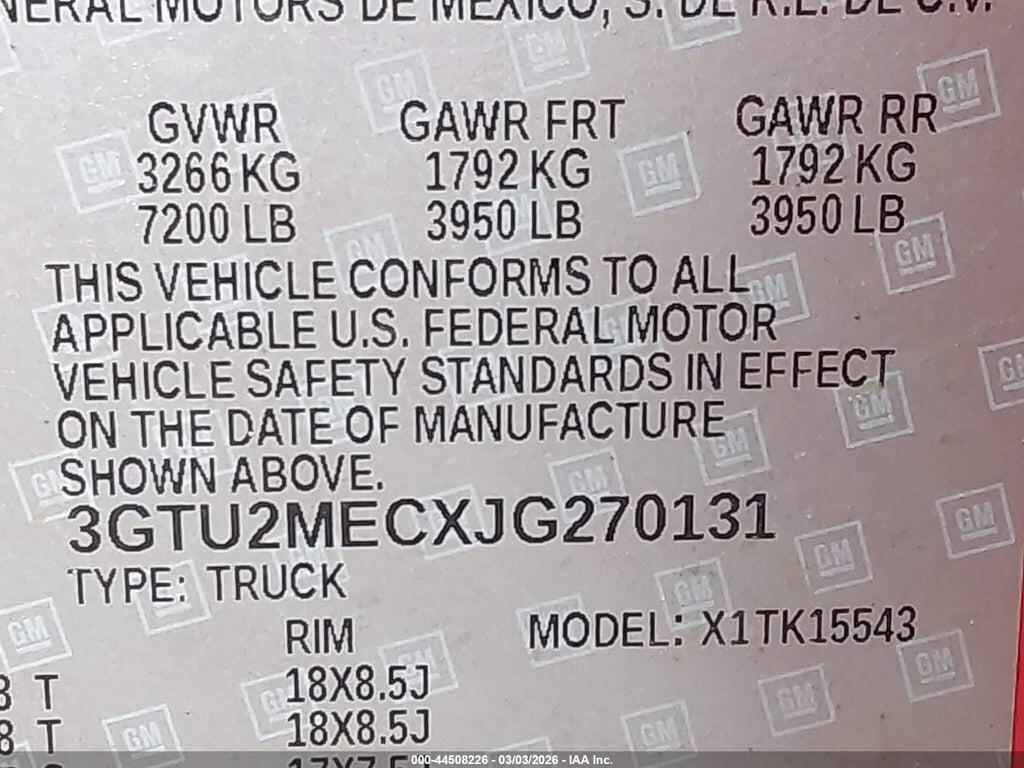 3GTU2MECXJG270131 2018 GMC SIERRA 1500 photo no. 9