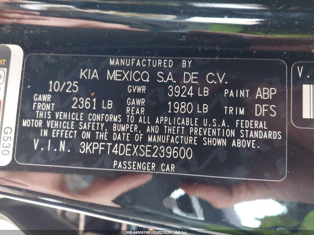 3KPFT4DEXSE239600 2025 KIA K4 photo no. 9