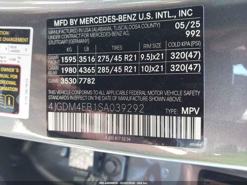 4JGDM4EB1SA039292 2025 MERCEDES-BENZ EQS 580 SUV photo no. 9