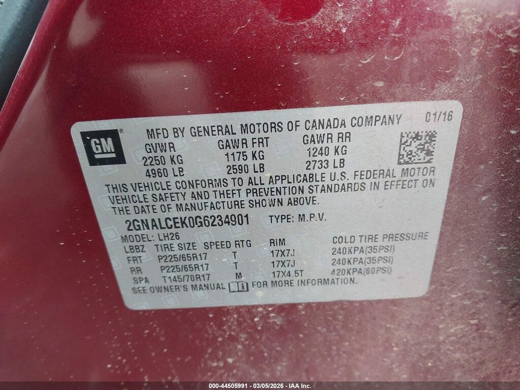 2GNALCEK0G6234901 2016 CHEVROLET EQUINOX photo no. 9