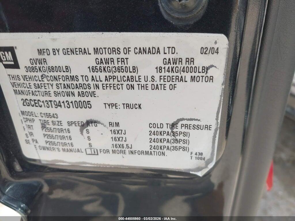 2GCEC13T941310005 2004 CHEVROLET SILVERADO 1500 photo no. 9
