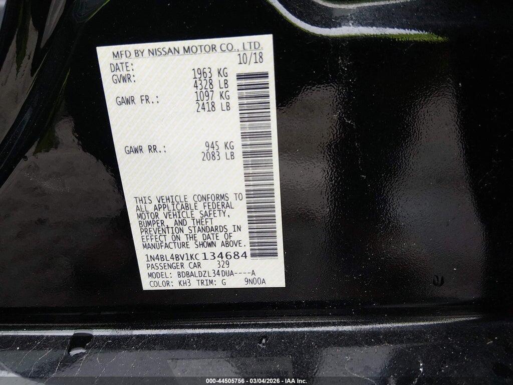 1N4BL4BV1KC134684 2019 NISSAN ALTIMA photo no. 9