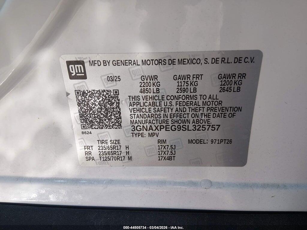 3GNAXPEG9SL325757 2025 CHEVROLET EQUINOX photo no. 9