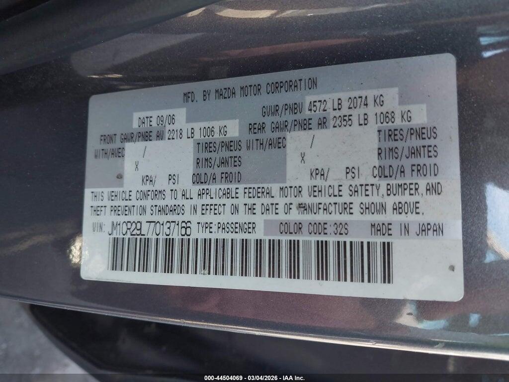 JM1CR29L770137166 2007 MAZDA MAZDA5 photo no. 9
