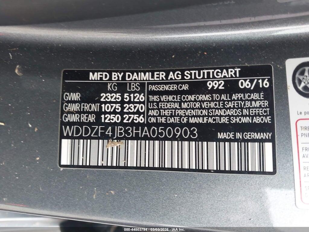 WDDZF4JB3HA050903 2017 MERCEDES-BENZ E 300 photo no. 9
