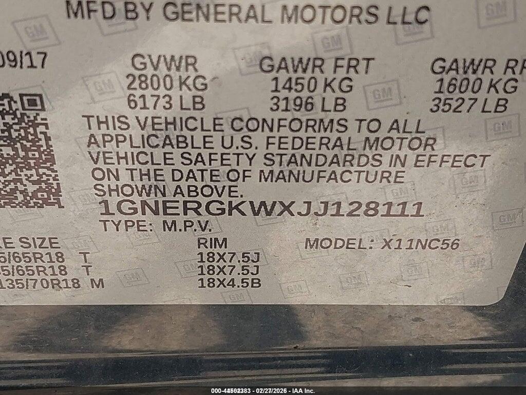 1GNERGKWXJJ128111 2018 CHEVROLET TRAVERSE photo no. 9