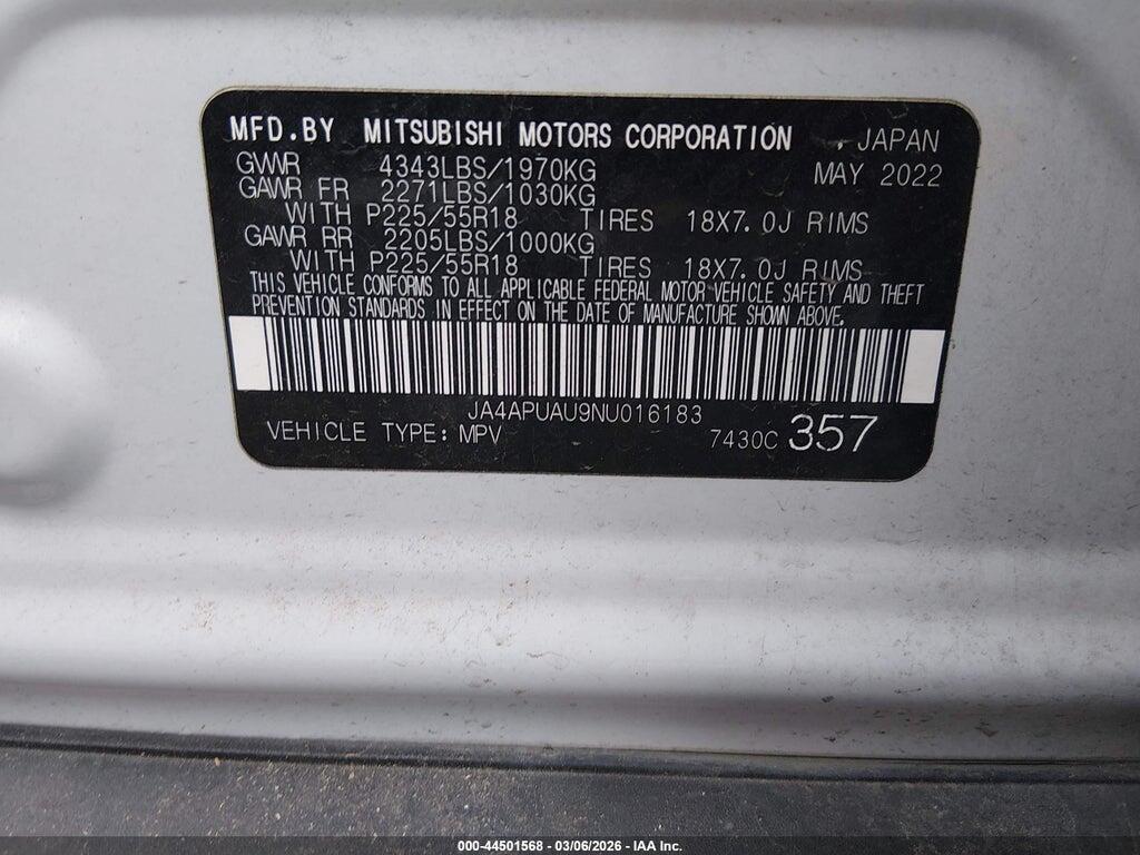 JA4APUAU9NU016183 2022 MITSUBISHI OUTLANDER SPORT photo no. 9