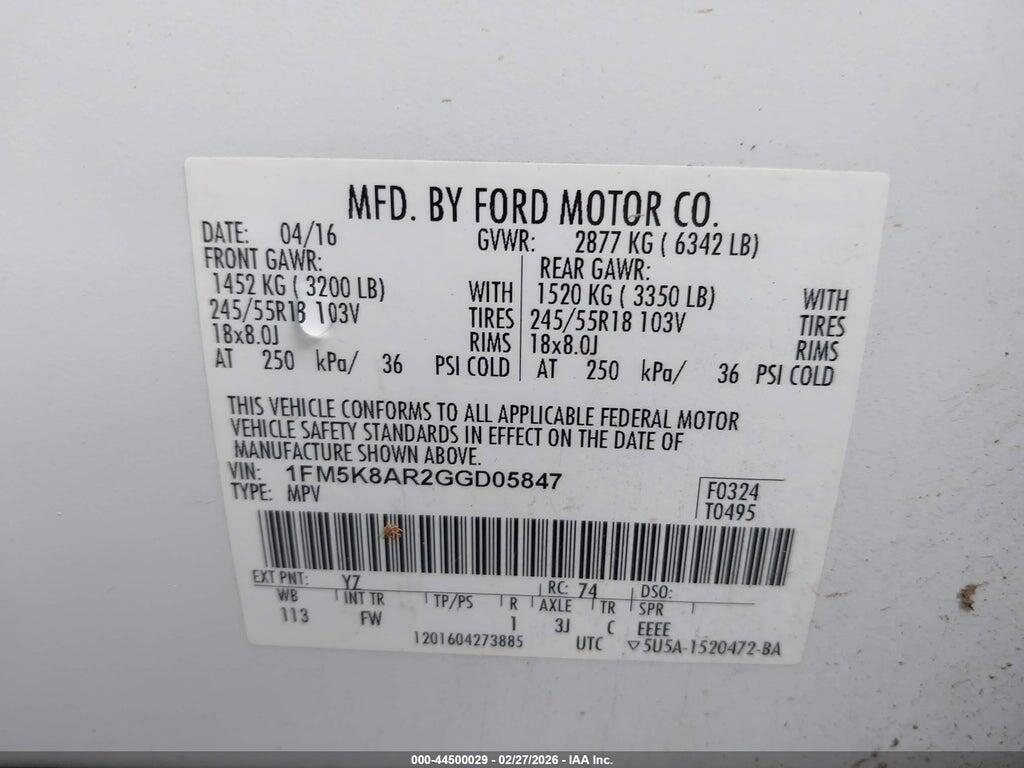 1FM5K8AR2GGD05847 2016 FORD UTILITY POLICE INTERCEPTOR photo no. 9