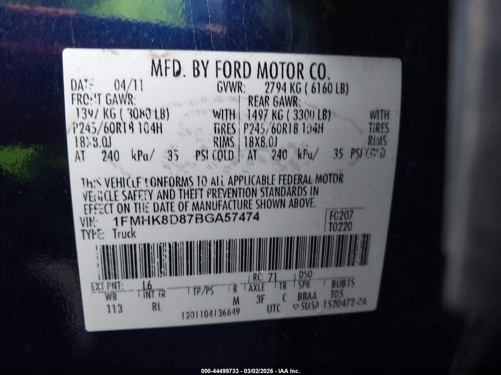 1FMHK8D87BGA57474 2011 FORD EXPLORER photo no. 9