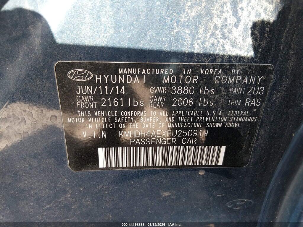 KMHDH4AEXFU250919 2015 HYUNDAI ELANTRA photo no. 9