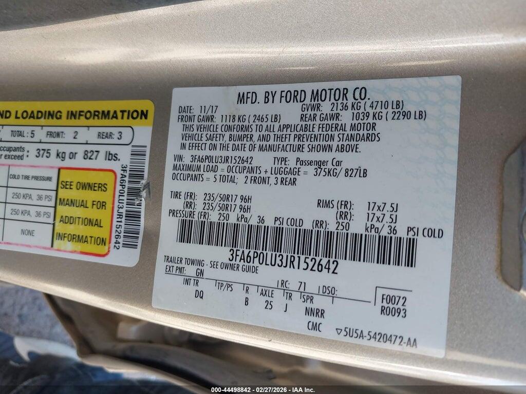 3FA6P0LU3JR152642 2018 FORD FUSION HYBRID photo no. 9