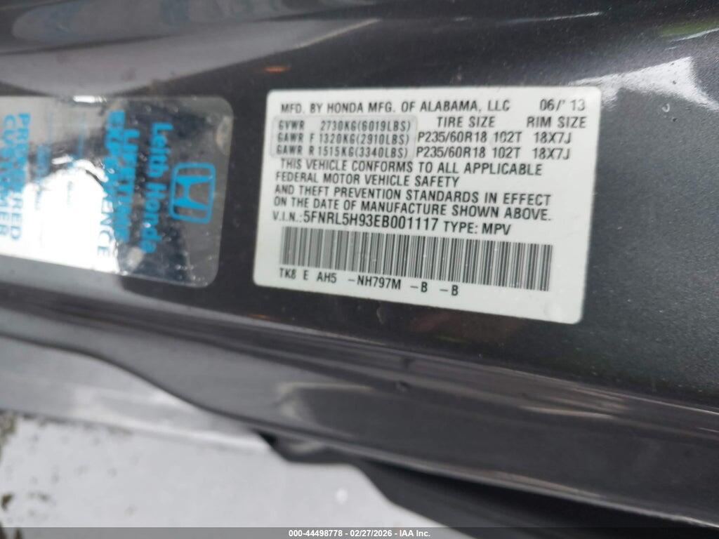 5FNRL5H93EB001117 2014 HONDA ODYSSEY photo no. 9