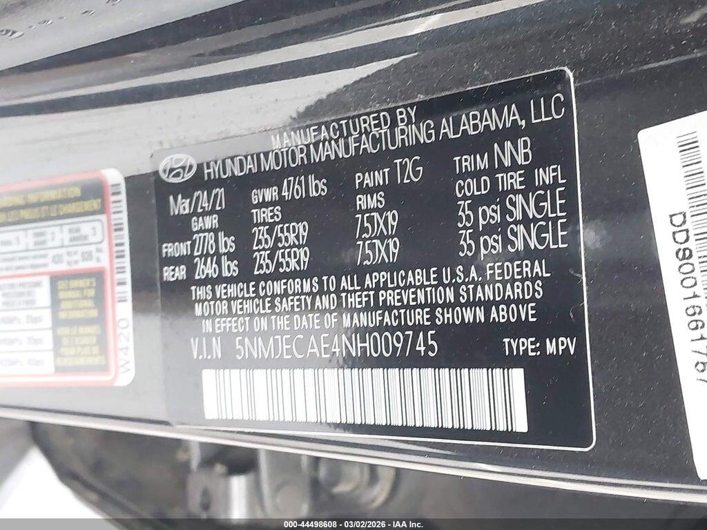 5NMJECAE4NH009745 2022 HYUNDAI TUCSON photo no. 9