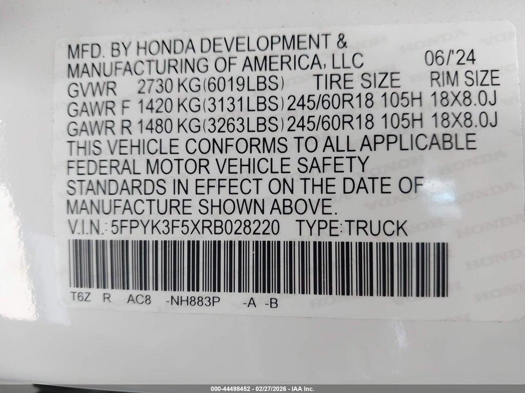 5FPYK3F5XRB028220 2024 HONDA RIDGELINE photo no. 9