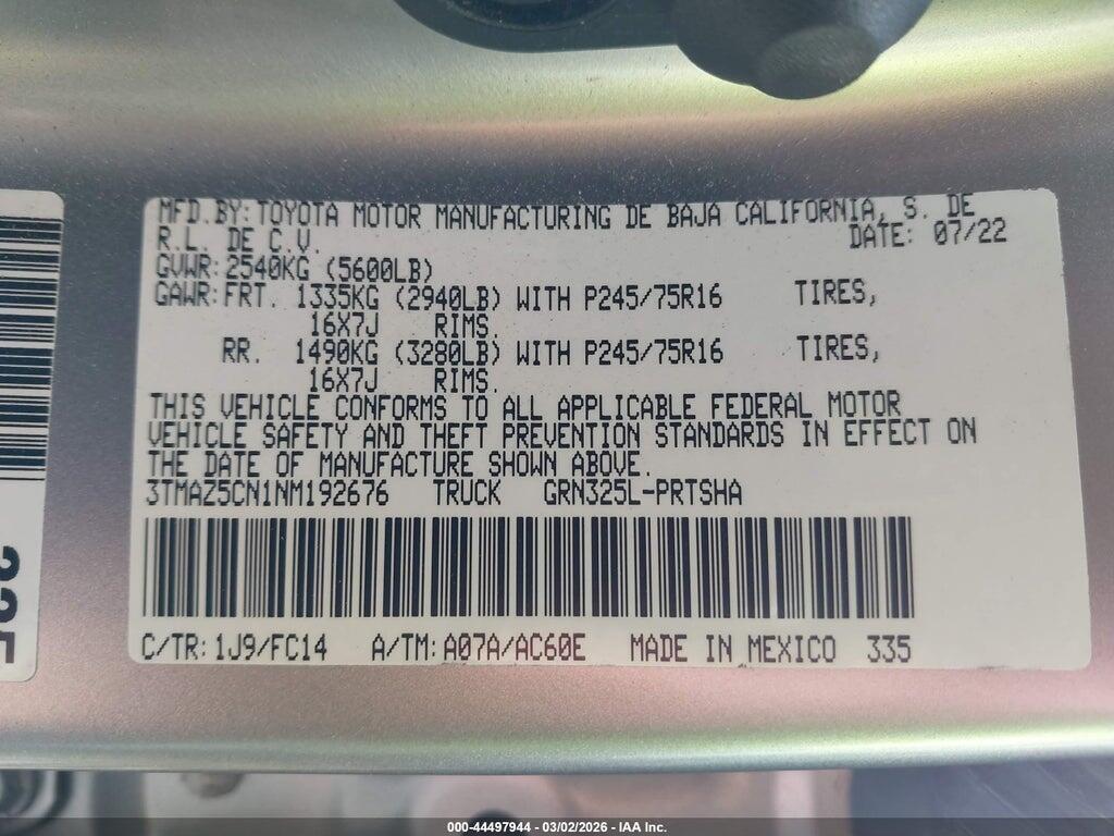 3TMAZ5CN1NM192676 2022 TOYOTA TACOMA photo no. 9