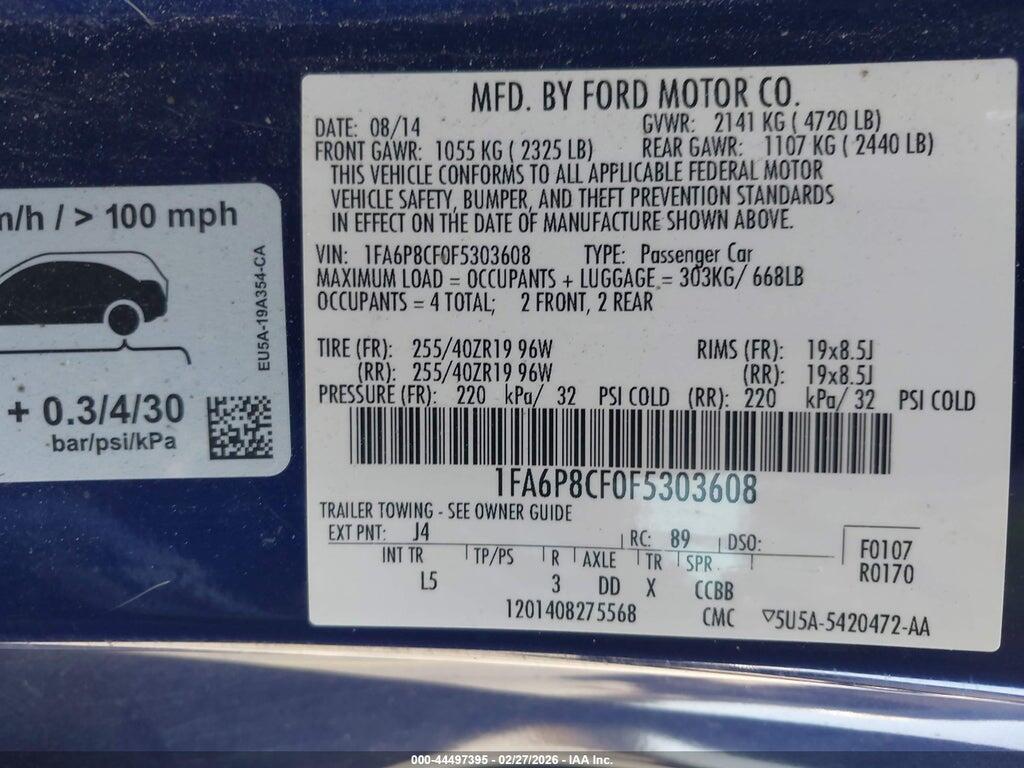 1FA6P8CF0F5303608 2015 FORD MUSTANG photo no. 9