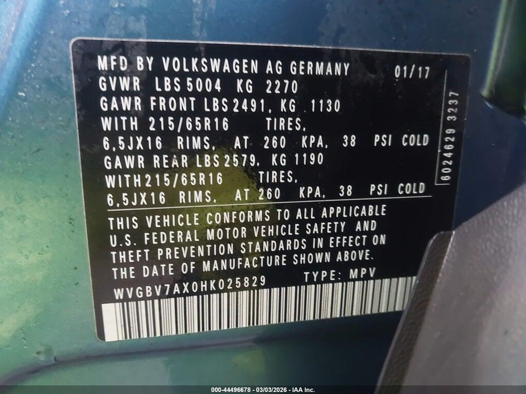 WVGBV7AX0HK025829 2017 VOLKSWAGEN TIGUAN photo no. 9