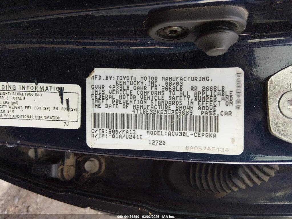4T1BE32K63U259689 2003 TOYOTA CAMRY photo no. 9