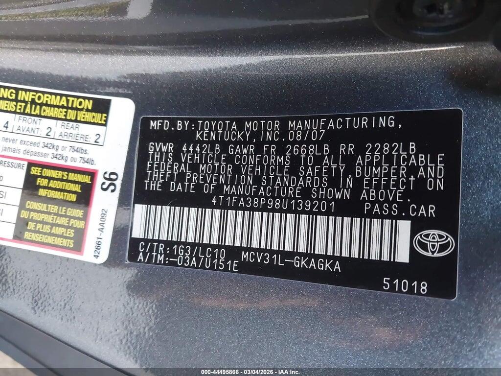 4T1FA38P98U139201 2008 TOYOTA CAMRY SOLARA photo no. 9