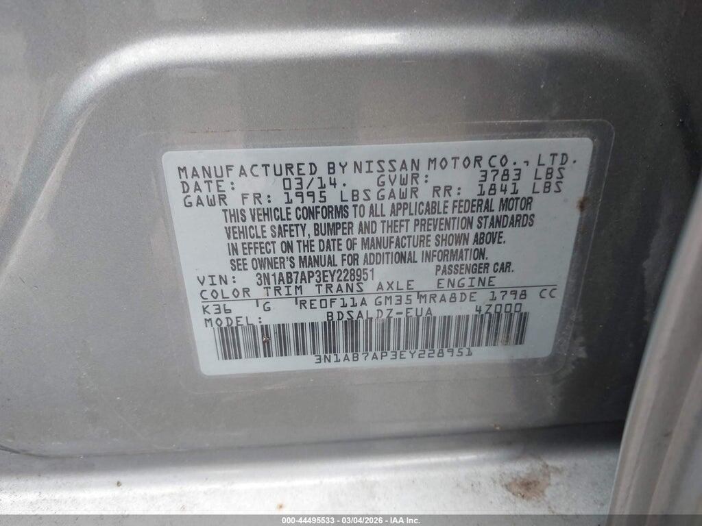 3N1AB7AP3EY228951 2014 NISSAN SENTRA photo no. 9