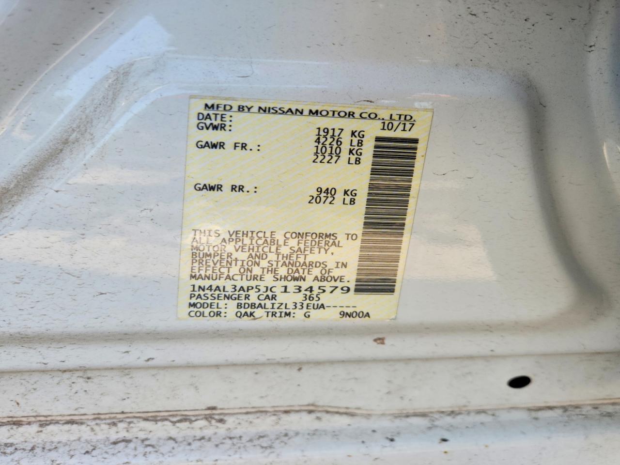 1N4AL3AP5JC134579 2018 NISSAN ALTIMA photo no. 12