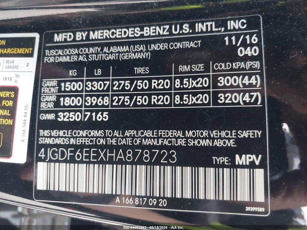 4JGDF6EEXHA878723 2017 MERCEDES-BENZ GLS 450 photo no. 9