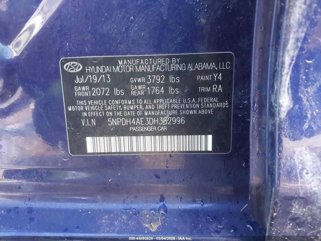 5NPDH4AE3DH382996 2013 HYUNDAI ELANTRA photo no. 9