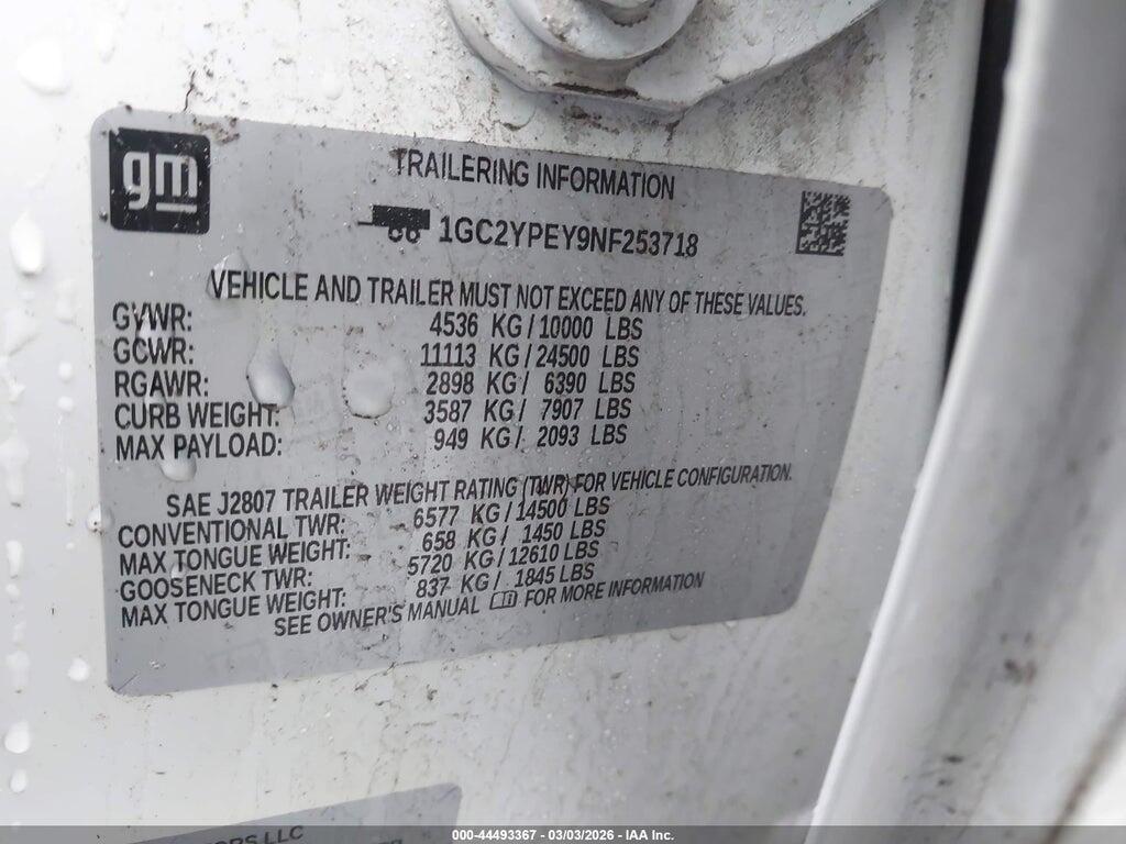 1GC2YPEY9NF253718 2022 CHEVROLET SILVERADO 2500HD photo no. 9