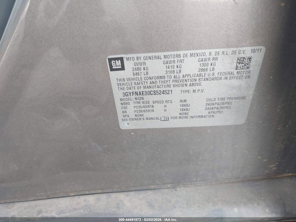 3GYFNAE30CS524521 2012 CADILLAC SRX photo no. 9