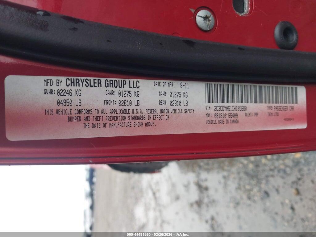 2C3CDYAG1CH105680 2012 DODGE CHALLENGER photo no. 9