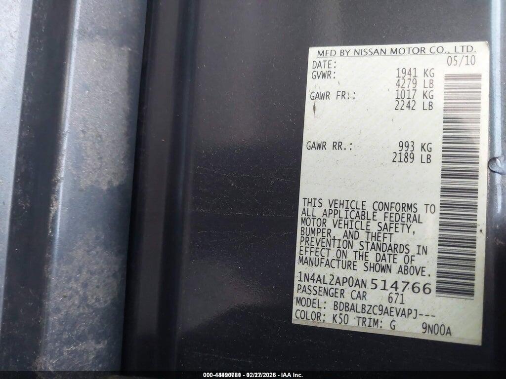 1N4AL2AP0AN514766 2010 NISSAN ALTIMA photo no. 9