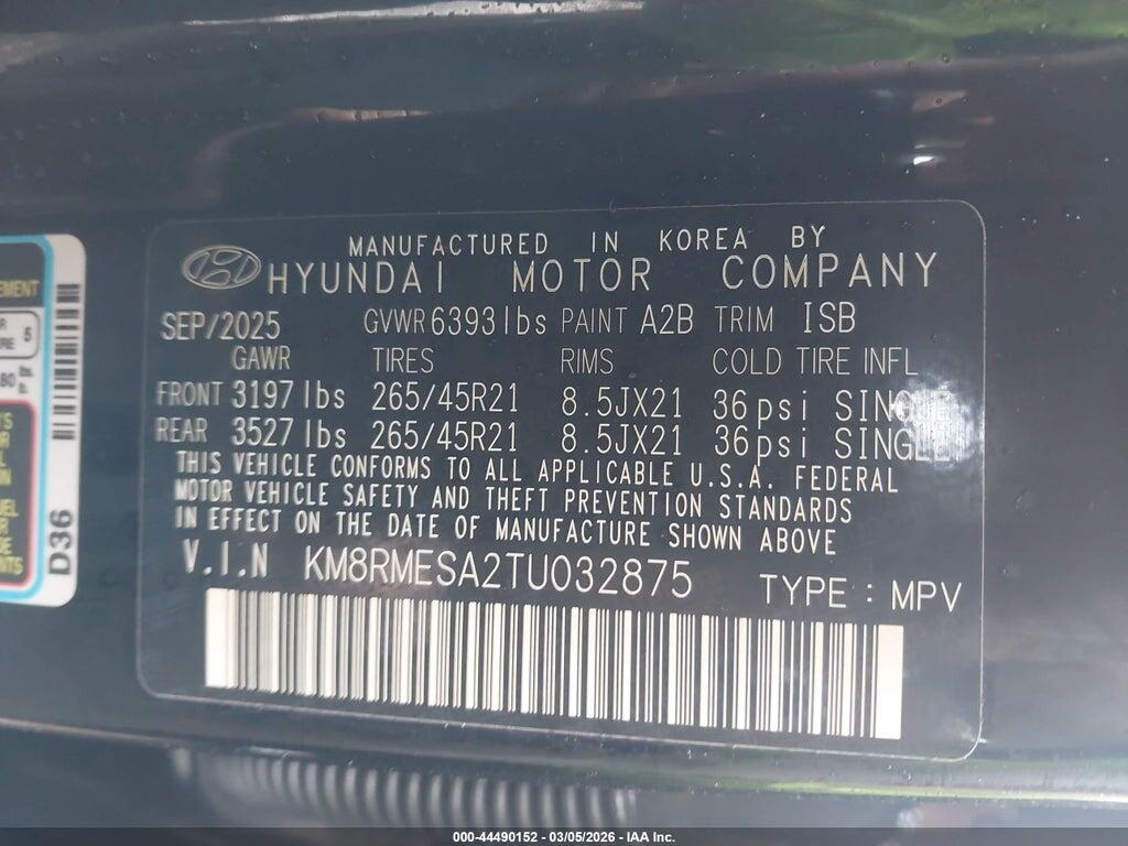 KM8RMESA2TU032875 2026 HYUNDAI PALISADE HEV photo no. 9
