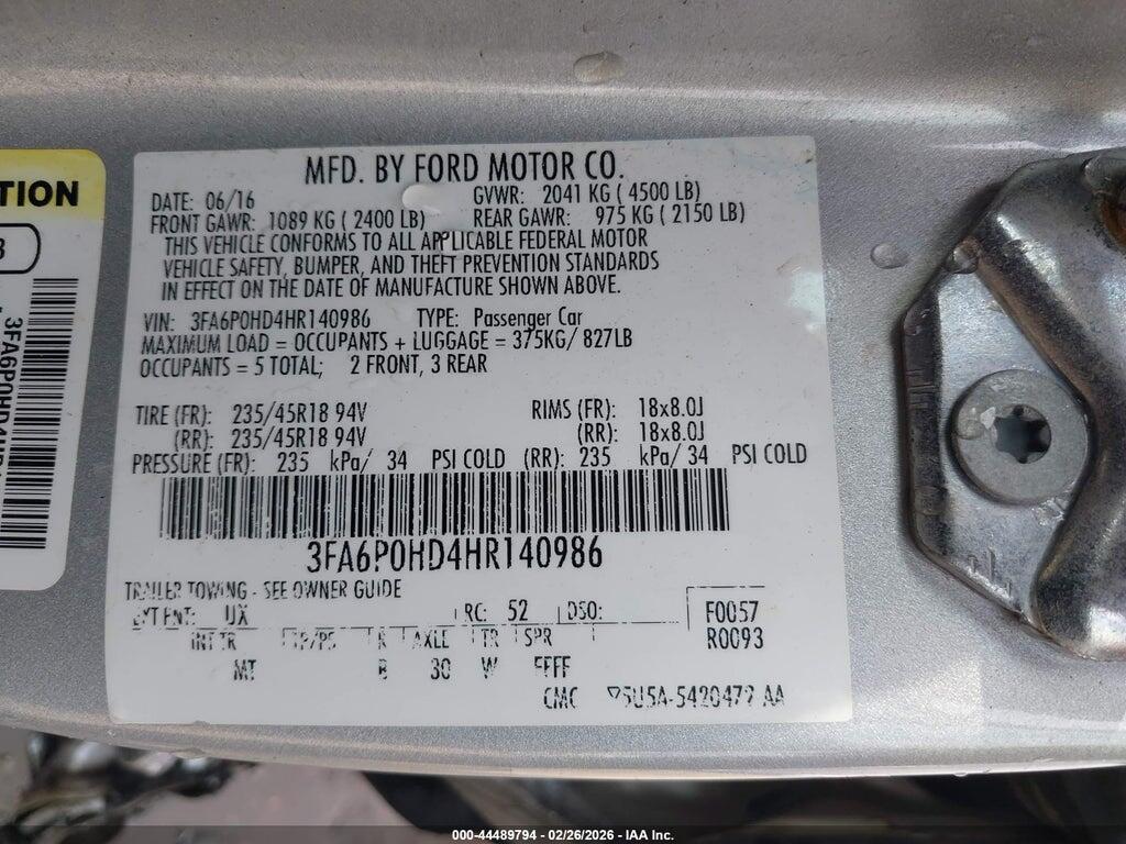 3FA6P0HD4HR140986 2017 FORD FUSION photo no. 9