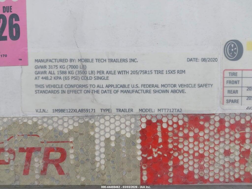 1M9BE122XLA859171 2020 TRAILER MOBILE TECH TRAILER photo no. 9