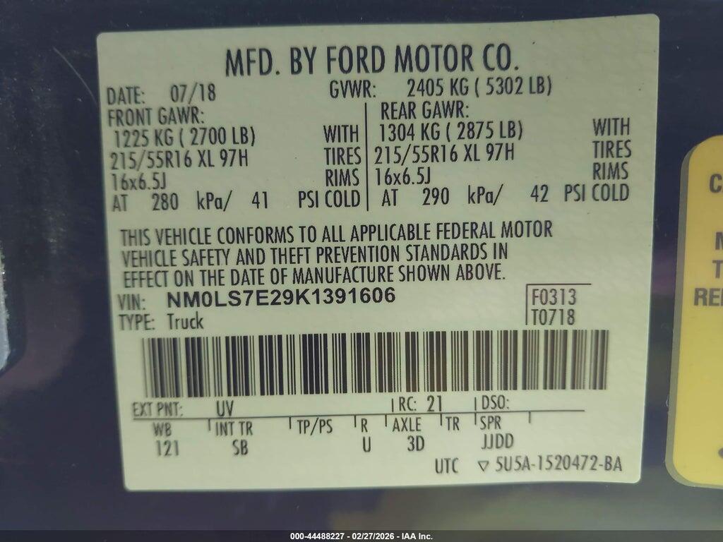 NM0LS7E29K1391606 2019 FORD TRANSIT CONNECT photo no. 9