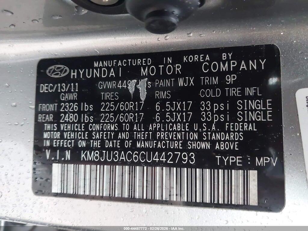 KM8JU3AC6CU442793 2012 HYUNDAI TUCSON photo no. 9