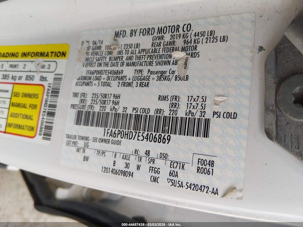 1FA6P0HD7E5406869 2014 FORD FUSION photo no. 9
